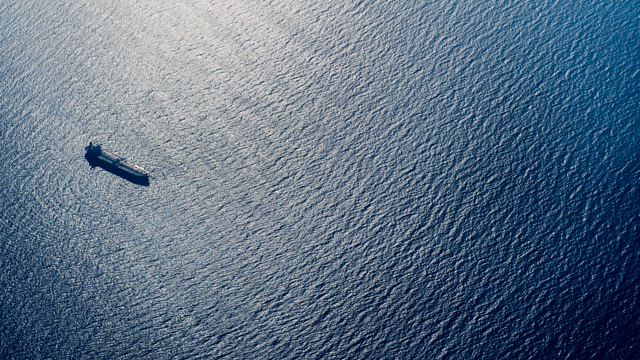 Cargo ship at sea