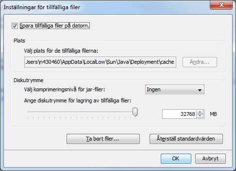 Företagssupport - bild 2 - Inställningar tillfälliga filer