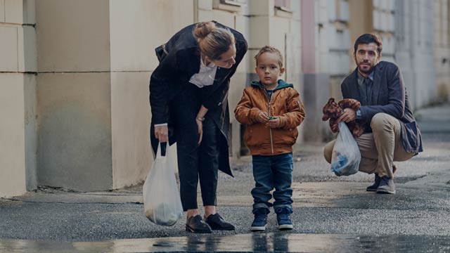 Mother and child in the street