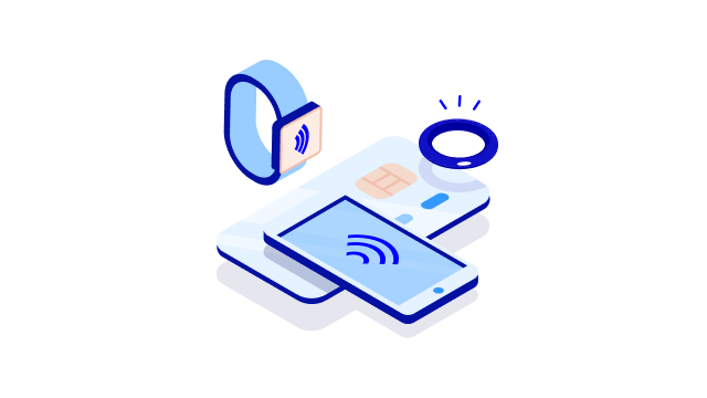 Smart watch, phone and card - 640x360