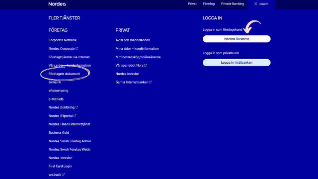 Företagets-dokument-Nordea-Business-Logga-in