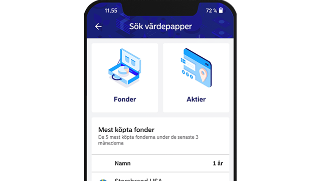 Köp fonder och aktier i appen