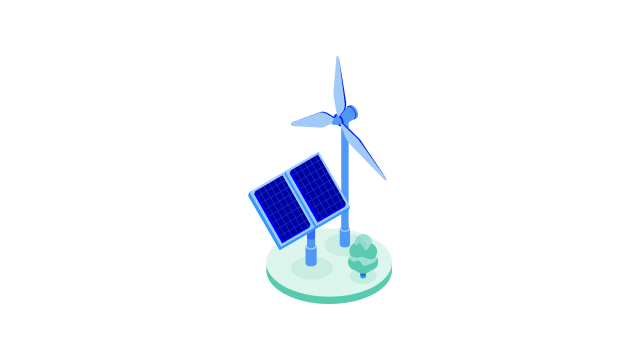 Green energy solar windmill icon - 640x360