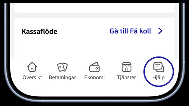 Appen Nordea Business som beskriver hur du hittar hjälp-sidan