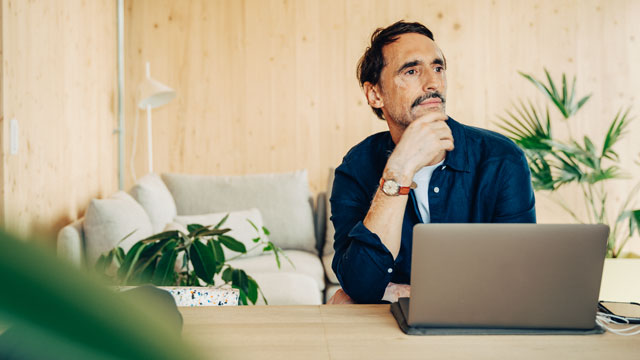 Man sitting by the computer